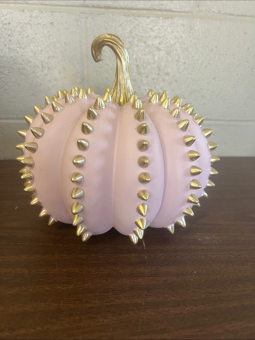 Pink Spiked Decorative Pumpkin with Gold Studs